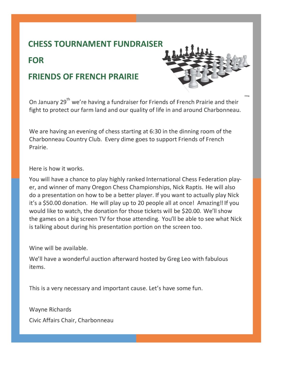 UPDATE: Special Chess Tournament Fundraiser on Jan 29th. Play with Nick ...