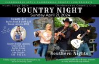 Country Night with Wayne Richards and the Southern Nights performance.  April 21st.  Western dancing included. Tickets available online and at Activity Center.